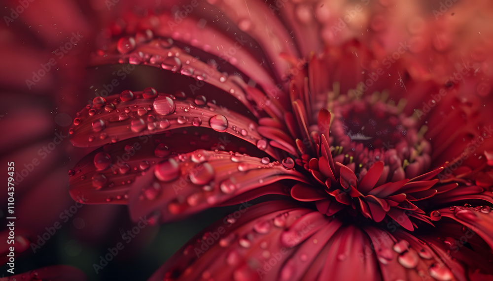 A close-up of vibrant red flowers adorned with sparkling raindrops, creating a fresh and vivid atmosphere. A close-up of vibrant red flowers adorned with sparkling raindrops, creating a fresh and vivid atmosphere.