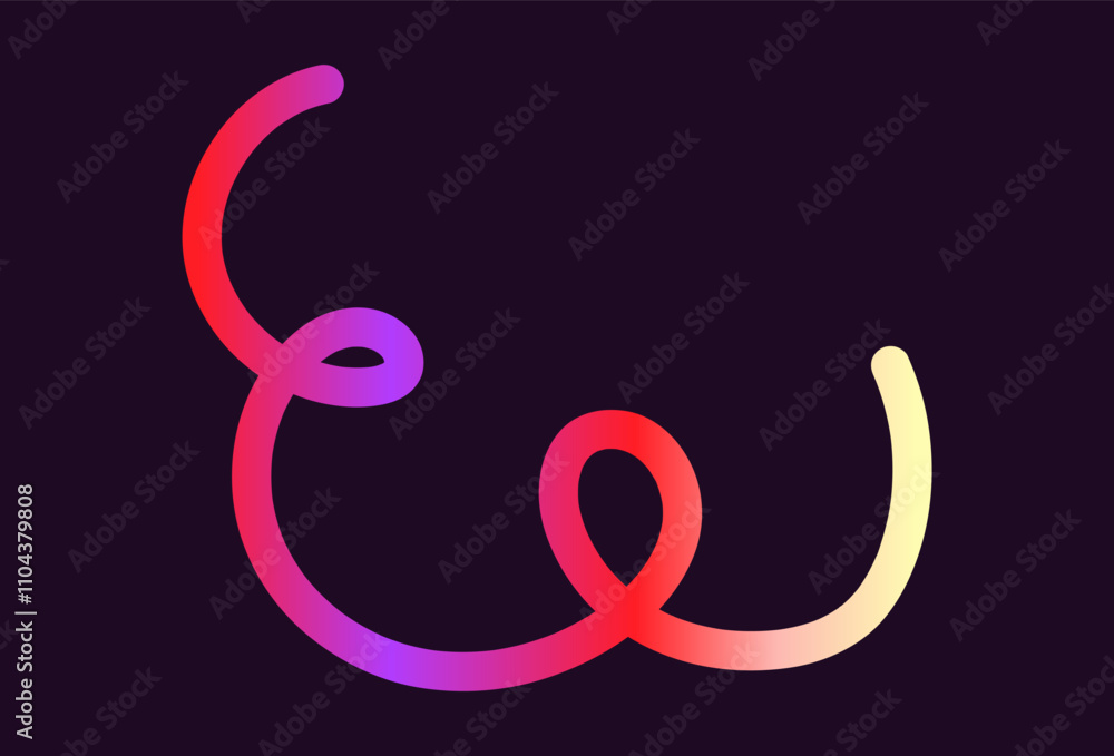 Fototapeta premium Neon Color Gradient squiggle lines. Scribble stripe with wavy elements. Abstract organic dynamic colorful Sshapes on dark background.