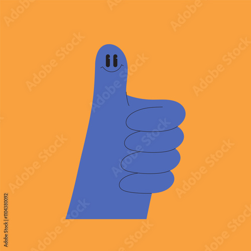 Playful illustration featuring hand gestures. Thumb-up, emoji, expressive details. Modern communication concepts.