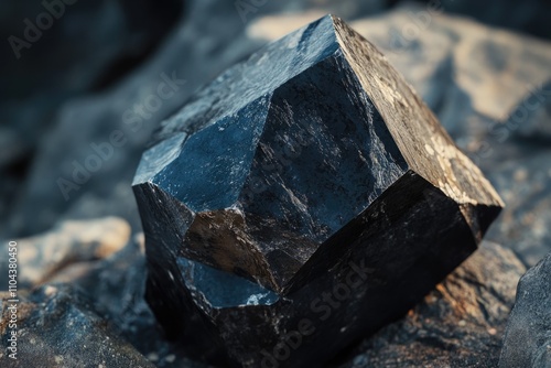 Crystalline Magnetite: Black Iron Ore Stone with Magnetic Properties and Mineral Essence