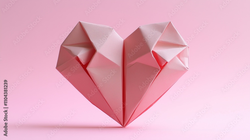 origami heart for valentines day isolated on pink background origami heart for valentines day isolated on pink background