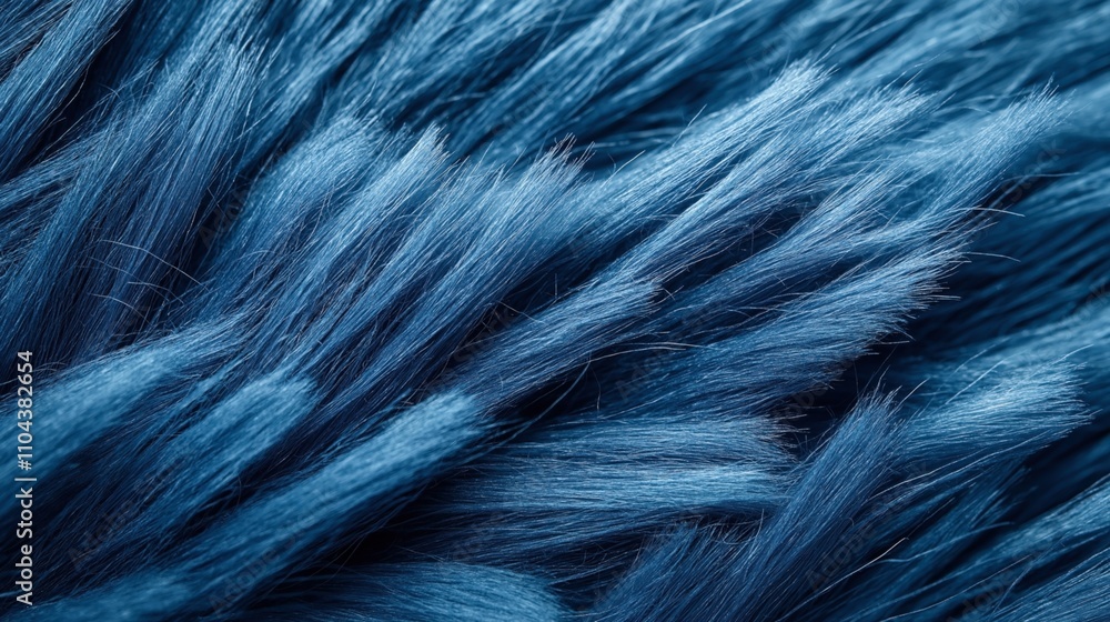 Obraz premium Close-up macro image of blue synthetic or natural fibers densely packed, showcasing fine texture details and soft flow of strands.
