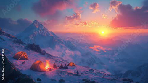 sunset in the mountains