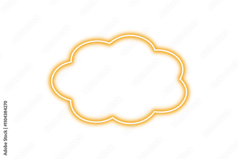 Orange neon cloud sign isolated on transparent background PNG, Cut out Orange neon cloud sign isolated on transparent background PNG, Cut out