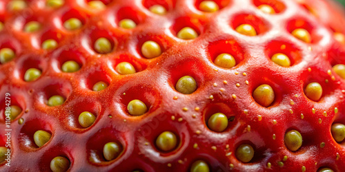 Wallpaper Mural A ripe strawberry is presented in a detailed close-up, revealing its bright red color and distinct texture. The tiny seeds are visible, emphasizing its freshness and sweetness Torontodigital.ca
