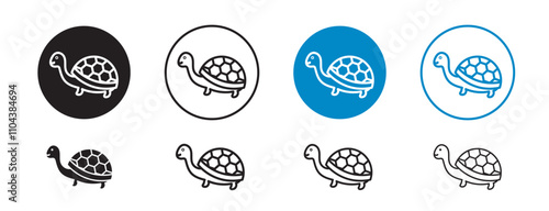 Set of 8 "Tortoise" icons with an unexpanded vector & 1 silhouette - Tortoise icon rounded shell & best design, symbolizing slow & steady movement