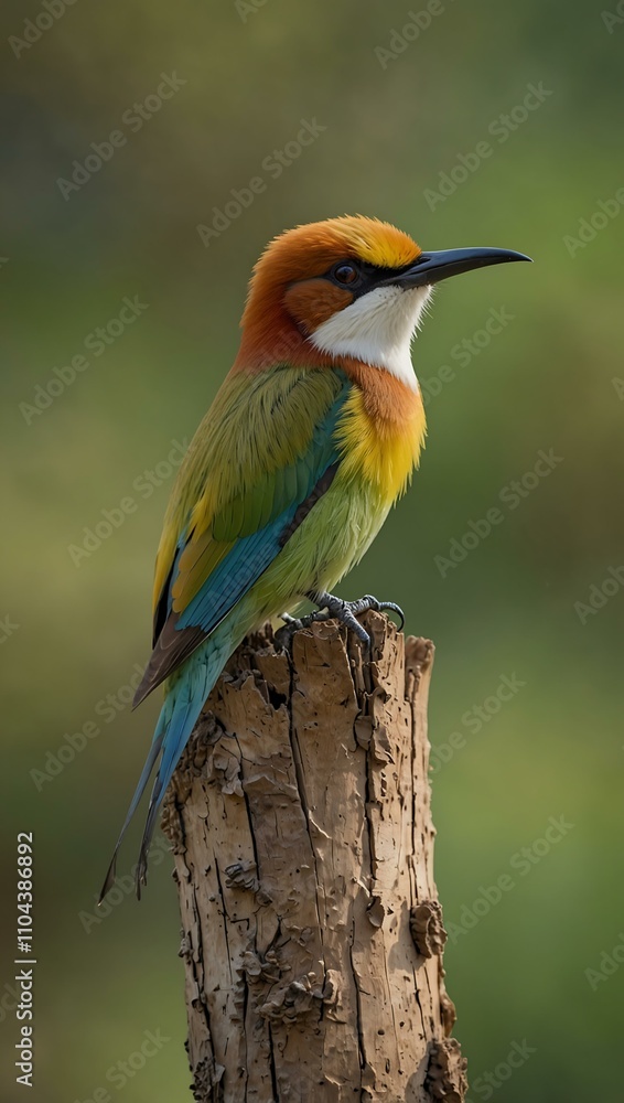 Fototapeta premium Chestnut-headed bee-eater bird in nature.