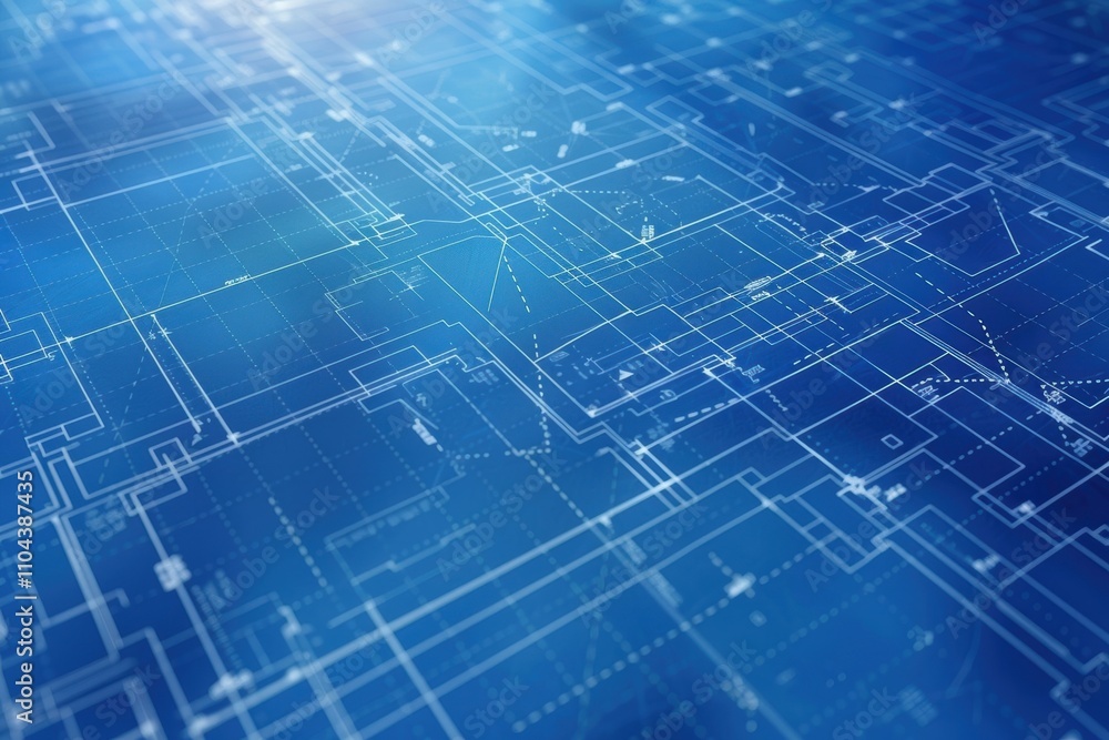 Detailed architectural blueprint with intricate designs and measurements in blue tones. Detailed architectural blueprint with intricate designs and measurements in blue tones.