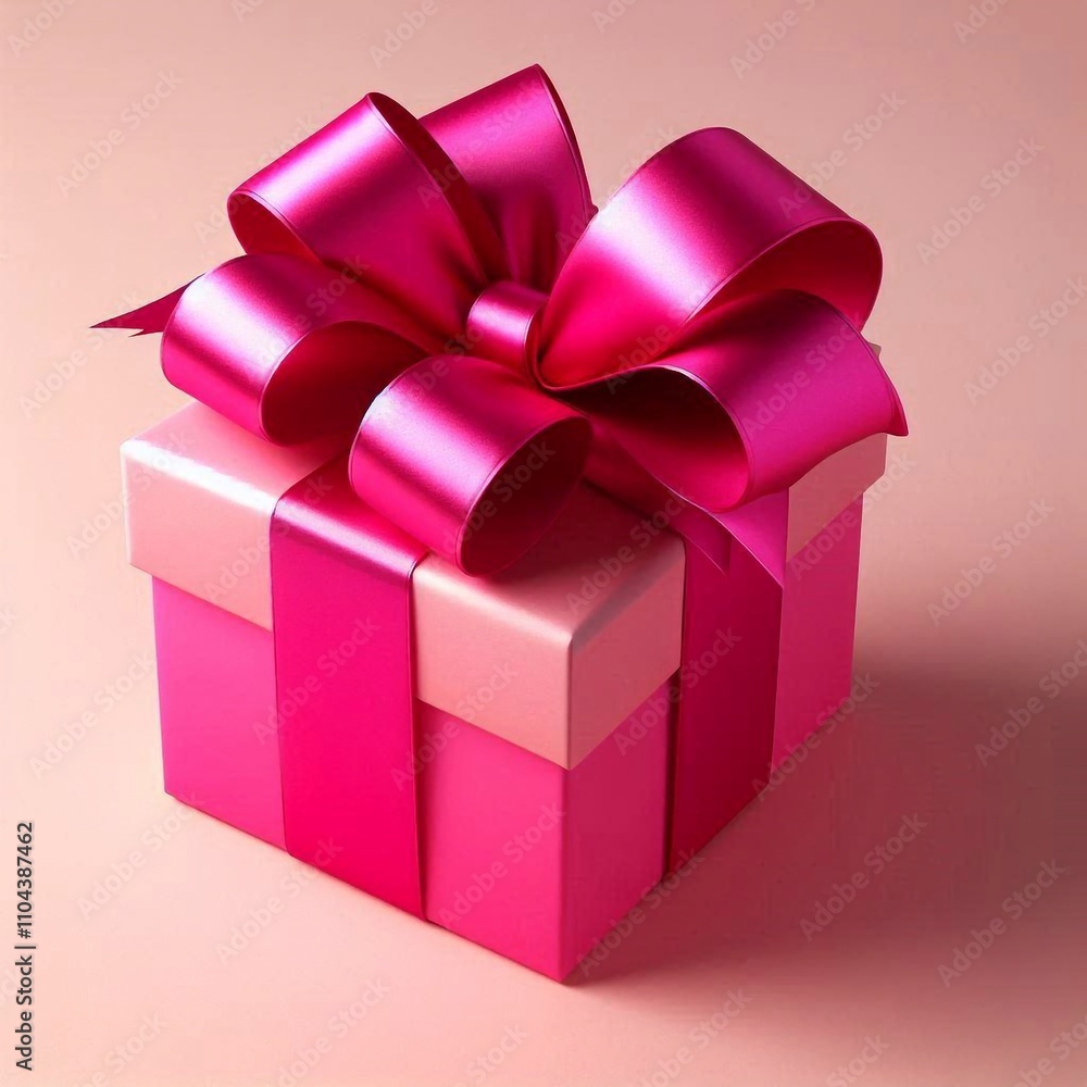 Playful Gift Box in Vibrant Pink Shades with Satin Ribbon Playful Gift Box in Vibrant Pink Shades with Satin Ribbon