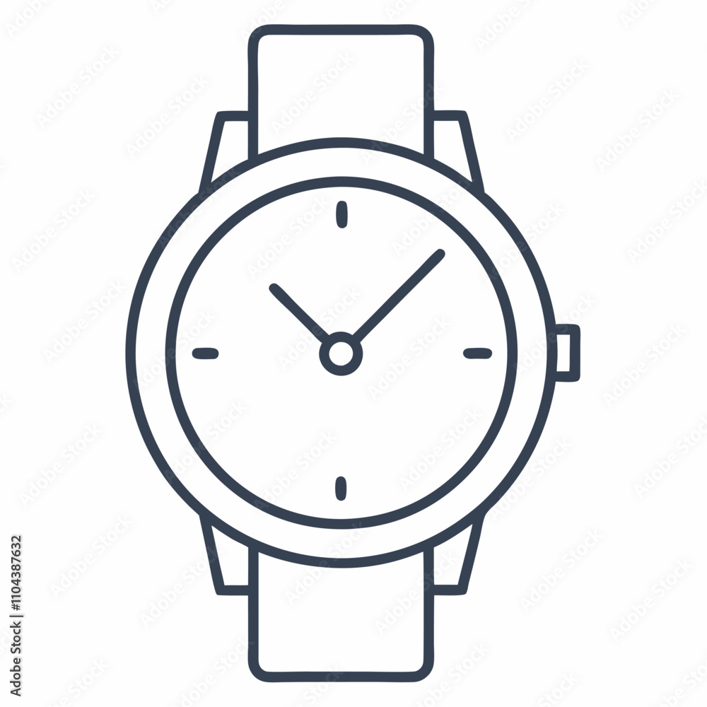silhouette black watch vector line art illustration on white background silhouette black watch vector line art illustration on white background