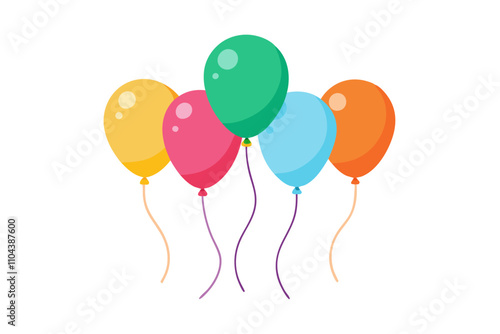 Happy birthday coloring balloons vector art on white background