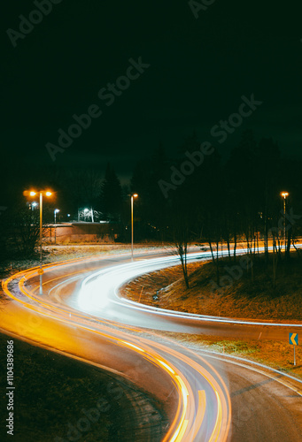 Photography View of the highway at night