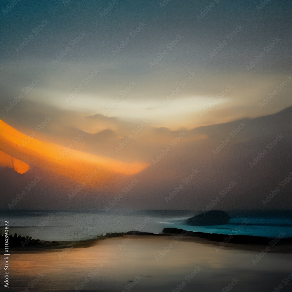 Golden Hour Bliss: Dreamy Coastal Sunset with Gentle Waves Golden Hour Bliss: Dreamy Coastal Sunset with Gentle Waves