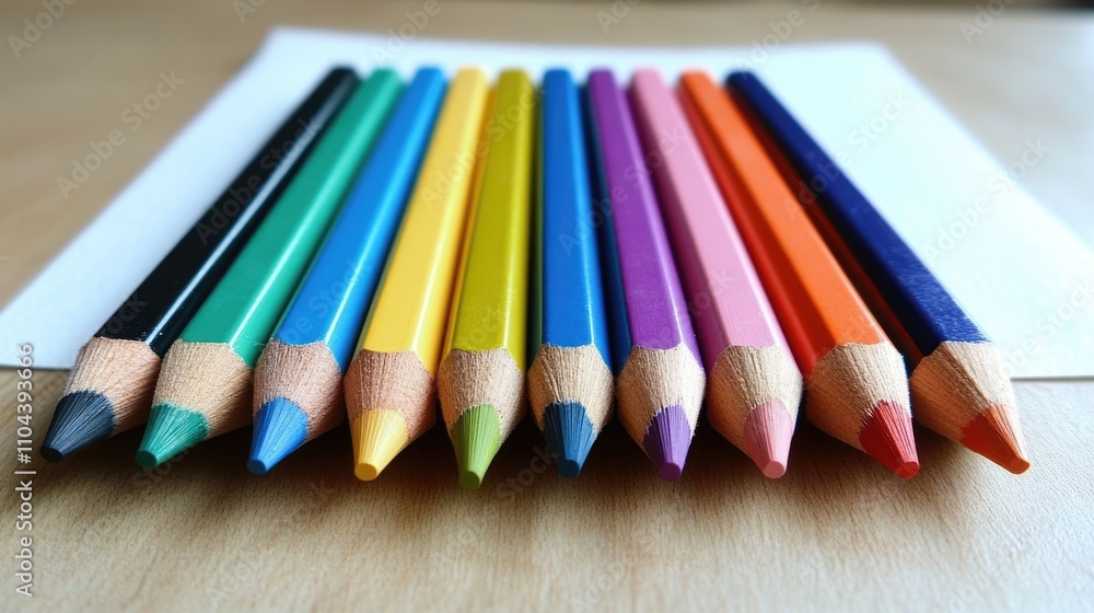 Vibrant Crayons and White Canvas on Rustic Wooden Surface, Showcasing Artistic Expression Vibrant Crayons and White Canvas on Rustic Wooden Surface, Showcasing Artistic Expression