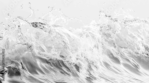 White water with ripples on the surface. Defocus blurred transparent white colored clear calm water surface texture with splashes and bubbles. Water waves with shining pattern texture background.