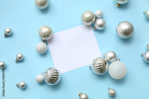 Blank white card with silve...