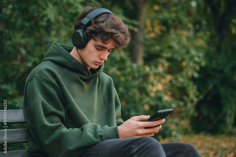 Junger Mann hört Musik im Park
Junger Mann hört Musik im Park