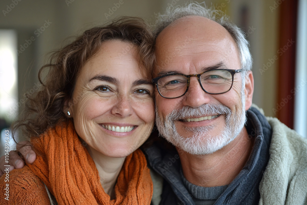A man and a woman are smiling at the camera A man and a woman are smiling at the camera