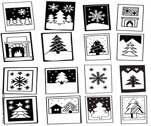 Set of Christmas and New Year Cards. Vector illustration concepts for graphic and web design, social media banner, marketing material.