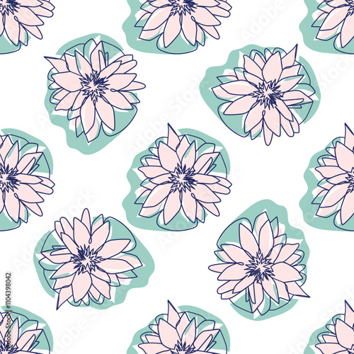 flowers modern simplicity vector illustration. One line seamless modern pattern.
