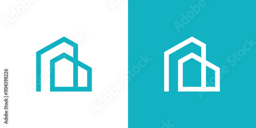 Logo art outline of houses and buildings, simple building logo, simple house logo