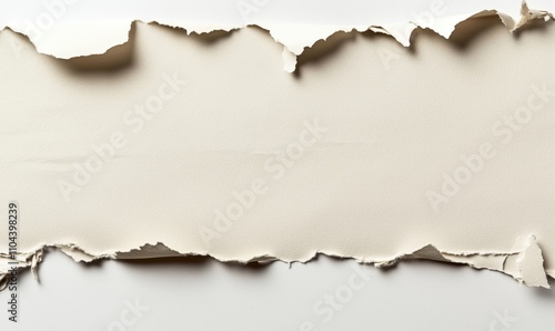 Torn paper texture, soft beige color, irregular edges, smooth surface, artistic background, minimalistic design