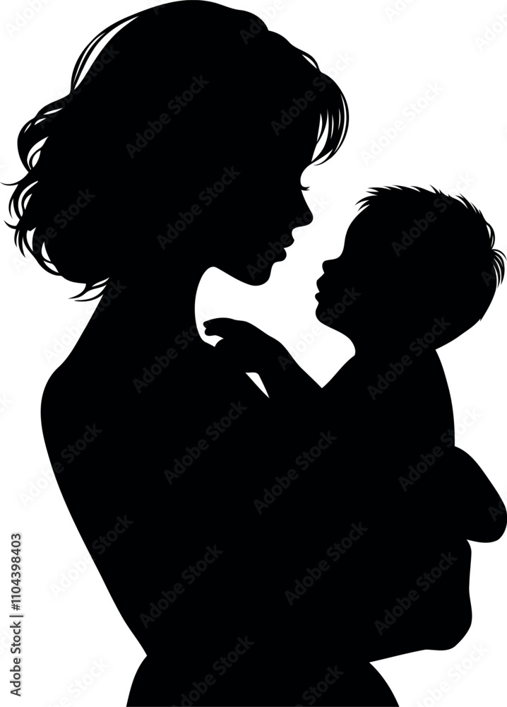 A woman holding her child silhouette, clause up viewed of motherhood. A woman holding her child silhouette, clause up viewed of motherhood.
