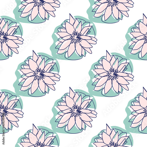 flowers modern simplicity vector illustration. One line seamless modern pattern.
