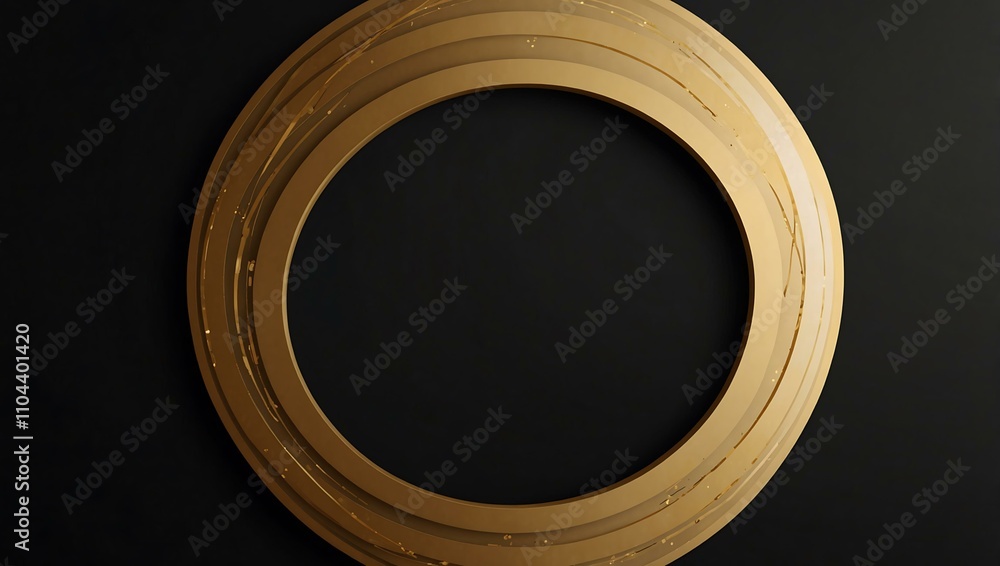 Circular black background design with gold lines. Circular black background design with gold lines.