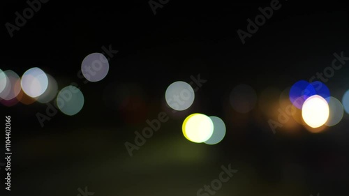 Dark night bokeh road vehicles light background effect
