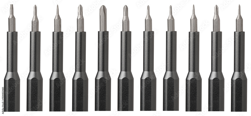 Iron bit for screwdriver and drill on Isolated on a white background close-up Iron bit for screwdriver and drill on Isolated on a white background close-up