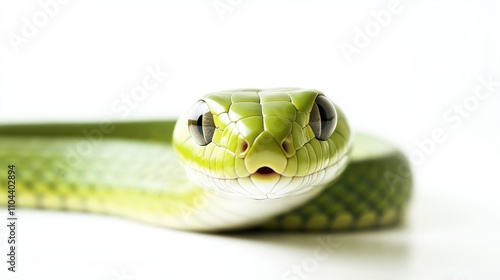 Close up portrait of green non venomous snake photo