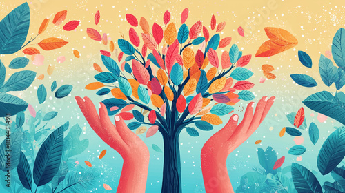 Banner whit abstract raised hands of multicultural volunteer people holding a heart. Charity and solidarity donation. Community of volunteers. Voluntary concept. NGO. Aid. Volunteerism