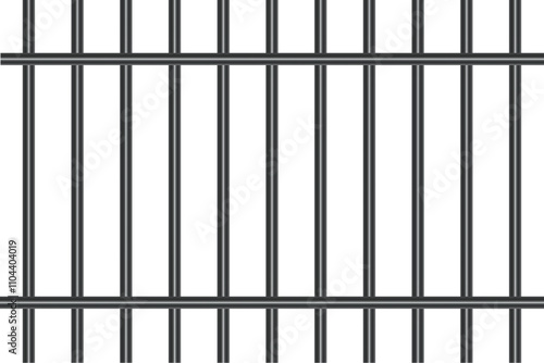 Black prison metal bars isolated on transparent background
 photo