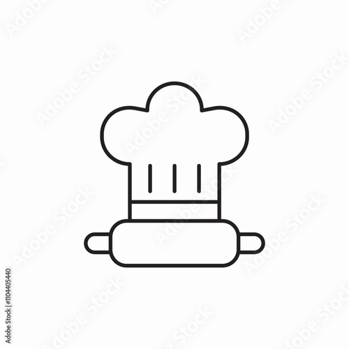 cook hat rolling pin icon sign vector