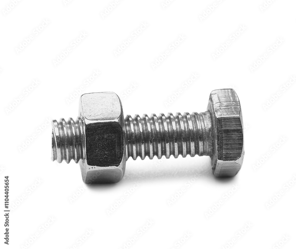 Tap bolt with nut on white background Tap bolt with nut on white background