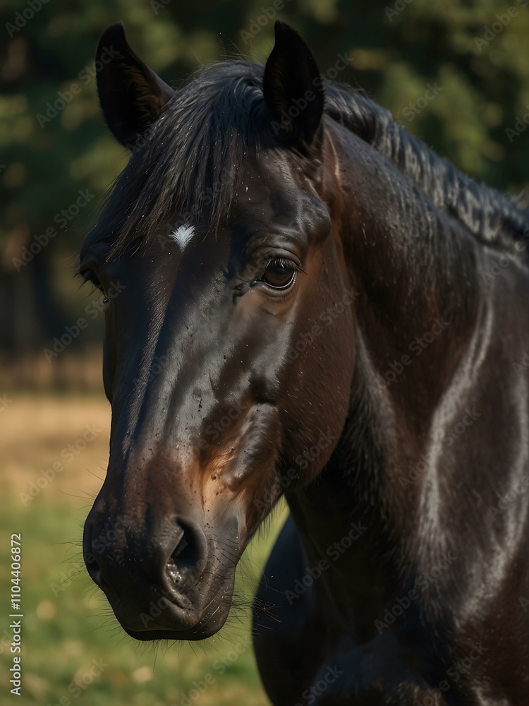 Fototapeta premium Close-up of a bay or black horse.