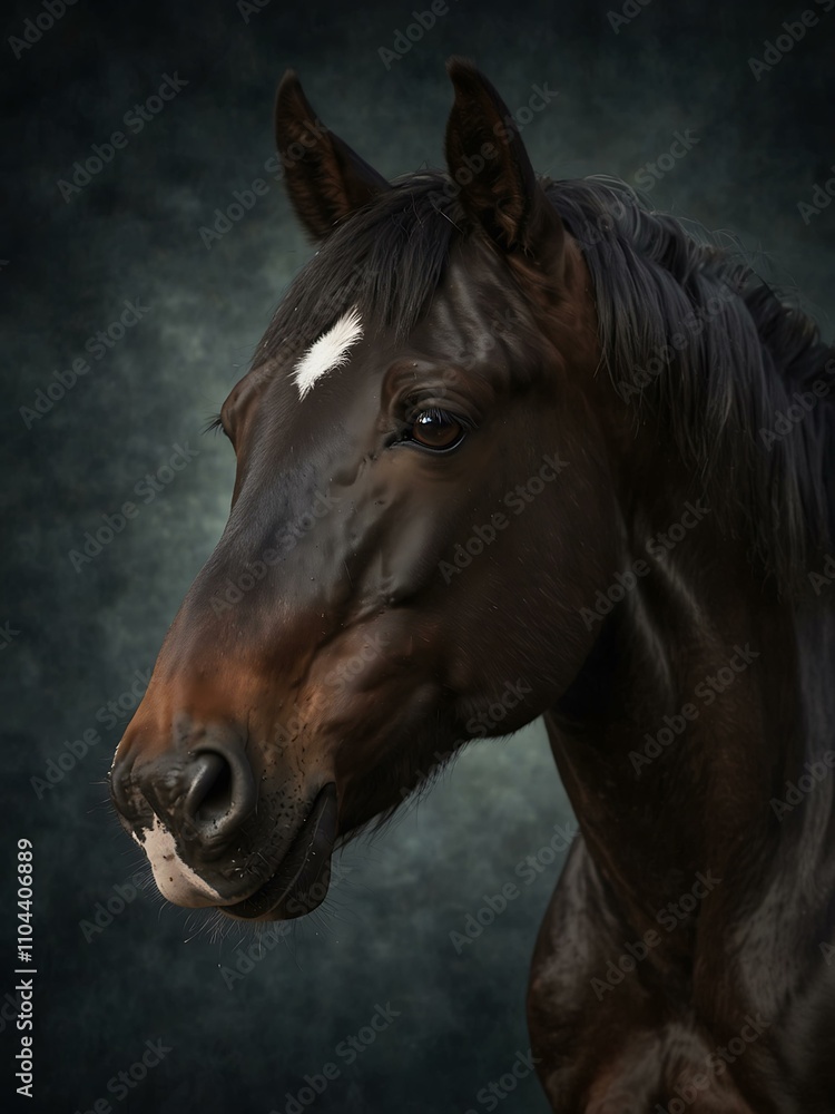 Fototapeta premium Close-up of a bay or black horse.