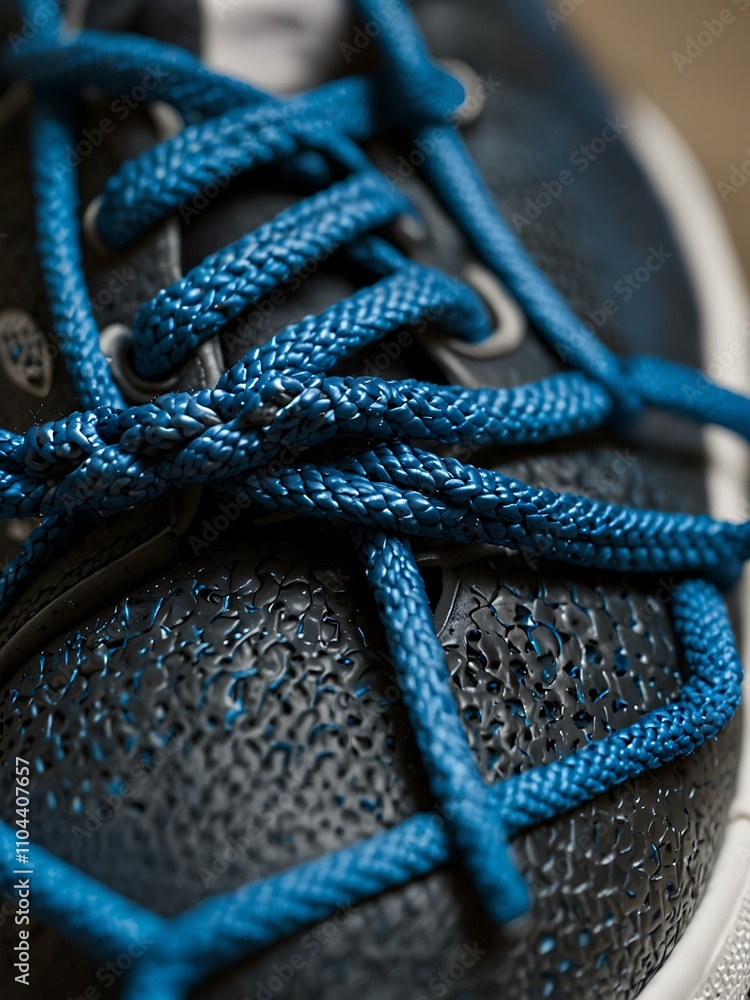 Obraz premium Close-up of a blue shoelace on a sports shoe.