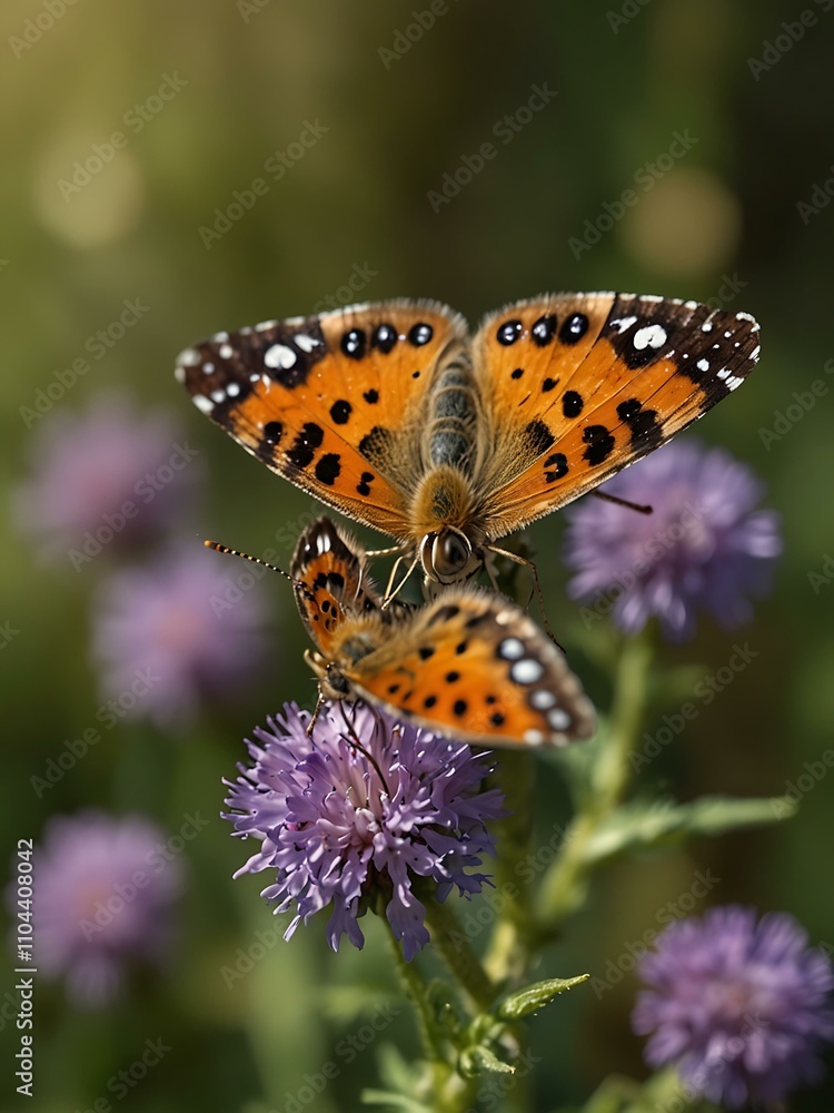 Close-up of a butterfly on a wildflower. Close-up of a butterfly on a wildflower.