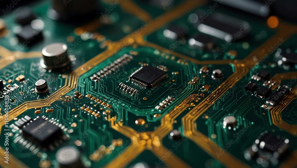Obraz premium Close-up of a circuit board, technology background.