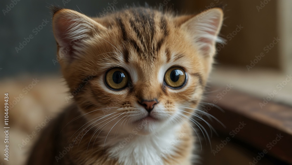 Close-up of a cute baby cat with big eyes. Close-up of a cute baby cat with big eyes.