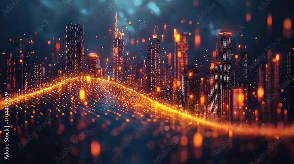 Digital City: Economic Flow and Urban Growth in a Cyberpunk Nightscape Digital City: Economic Flow and Urban Growth in a Cyberpunk Nightscape