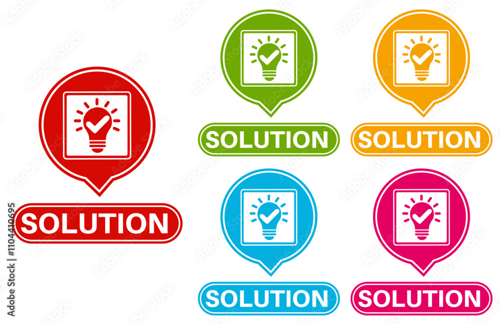 set solution icon. Idea symbol sign sticker social media label template design vector illustration set solution icon. Idea symbol sign sticker social media label template design vector illustration