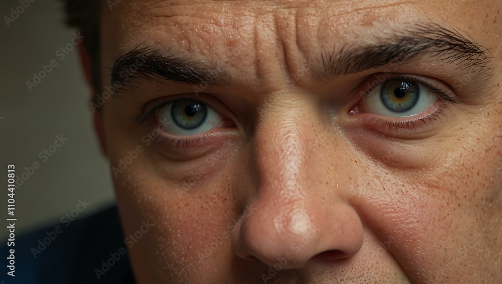 Close-up of a frustrated face with furrowed brows. Close-up of a frustrated face with furrowed brows.