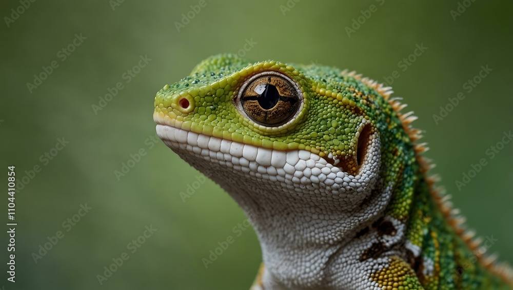Close-up of a gecko with a green background. Close-up of a gecko with a green background.