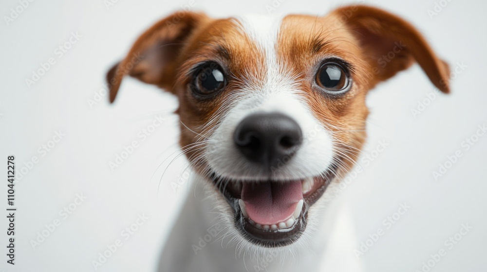 The photo shows a happy Jack Russell Terrier with a broad smile, giving off a sense of joy and playfulness. The photo shows a happy Jack Russell Terrier with a broad smile, giving off a sense of joy and playfulness.