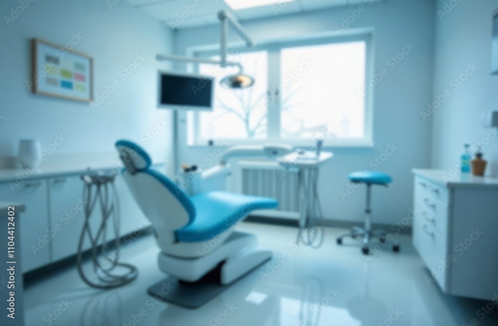 Blurred dental chair in hospital background Blurred dental chair in hospital background