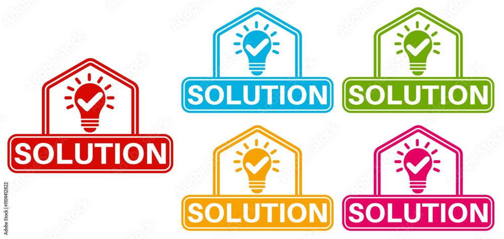 set vector solution sign icon. idea and inovation badges symbol labels sticker design illustration set vector solution sign icon. idea and inovation badges symbol labels sticker design illustration