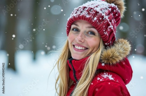 portrait of a woman in winter in the snow 